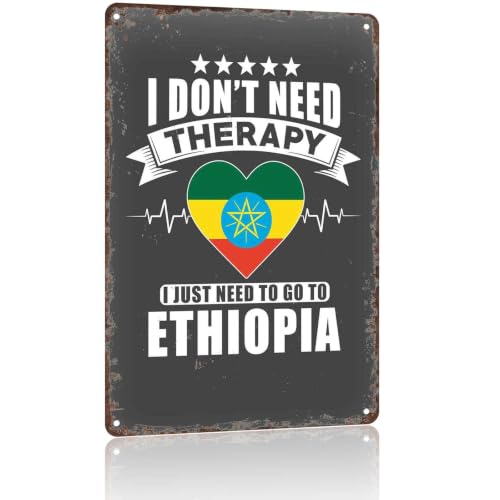Ethiopia Flag Heart Pattern Metal Sign 8x12 Inch for Home Wall Decor