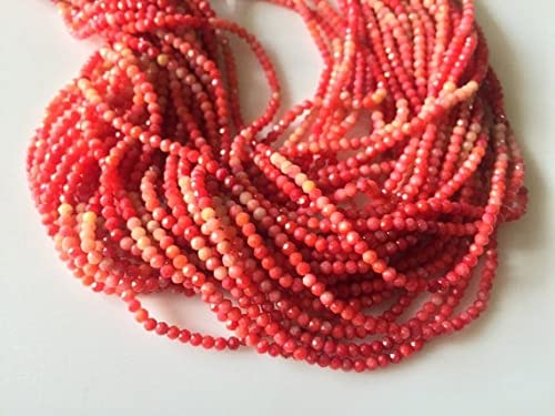 Perles corail 3mm rondelles facettées pour création de bijoux DIY