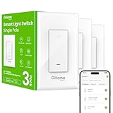 GHome Smart Switch,Smart Wi-Fi Light Switch Compatible with Alexa and Google Assistant 2.4Ghz, Single-Pole,Neutral Wire Required,UL Certified,Remote/Voice Control, No Hub Required (3 Pack)