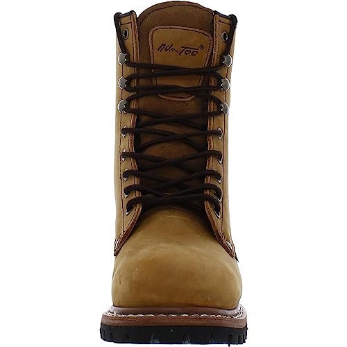 Ad Tec 9in Logger Crazy Horse Leather Work Boots for Men - Plain Soft Toe & Shock Absorbing Non Slip Rubber Lug Sole3