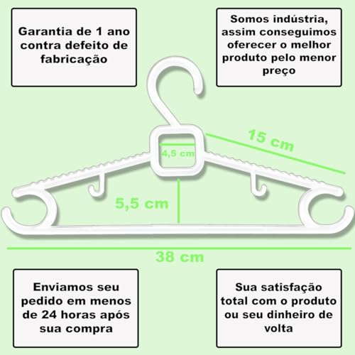 Kit 50 cabides de acrilico transparente tamanho adulto reforçado resistênte