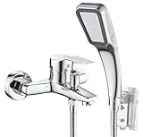 WQNB 浴室 用水 栓 混合栓 付き 浴室用混合 賃貸用 ユニットバス シャワー水 栓 洗い場 シャワー シングルレバー 混合 ーヘッド セット 混 合栓 ー 冷熱混合型 シャワーヘッド付き 壁掛け式 真鍮素材 耐食 耐久 パンチフリー吸盤ベースを使用 (B)