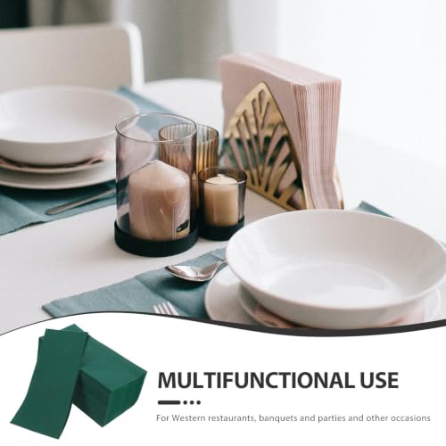 Servilletas de papel verde premium de tacto lino desechables para bodas 3