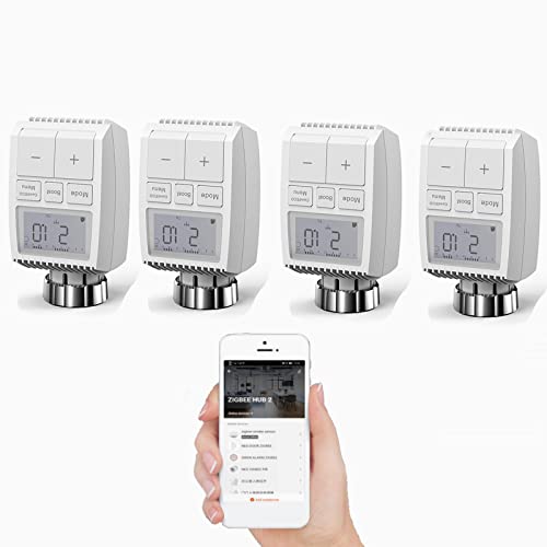 Preisvergleich Produktbild FACULX 4 Stück Smartes Heizkörperthermostat, Digitaler Thermostat Heizung, intelligentes Heizen per WiFi, Heizkosten sparen, Thermostat zur Regulation der Raumtemperatur von unterwegs