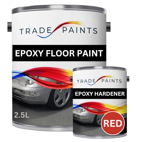 paints4trade 2 Pack Epoxy Garage Concrete Floor Paint - Post Office Red - 2.5L – Heavy Duty, Durable, Chemical & Oil Resistant, Long-Lasting Industrial Strength