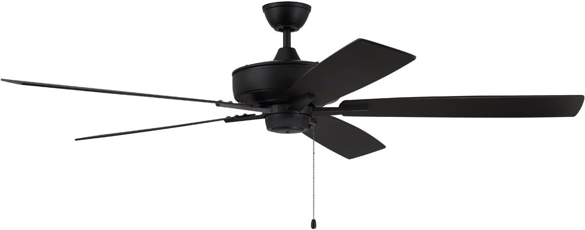 Craftmade 60" Super Pro S60FB5-60FBGW Indoor Fan in Flat Black with Reversible Flat Black/Greywood Blades