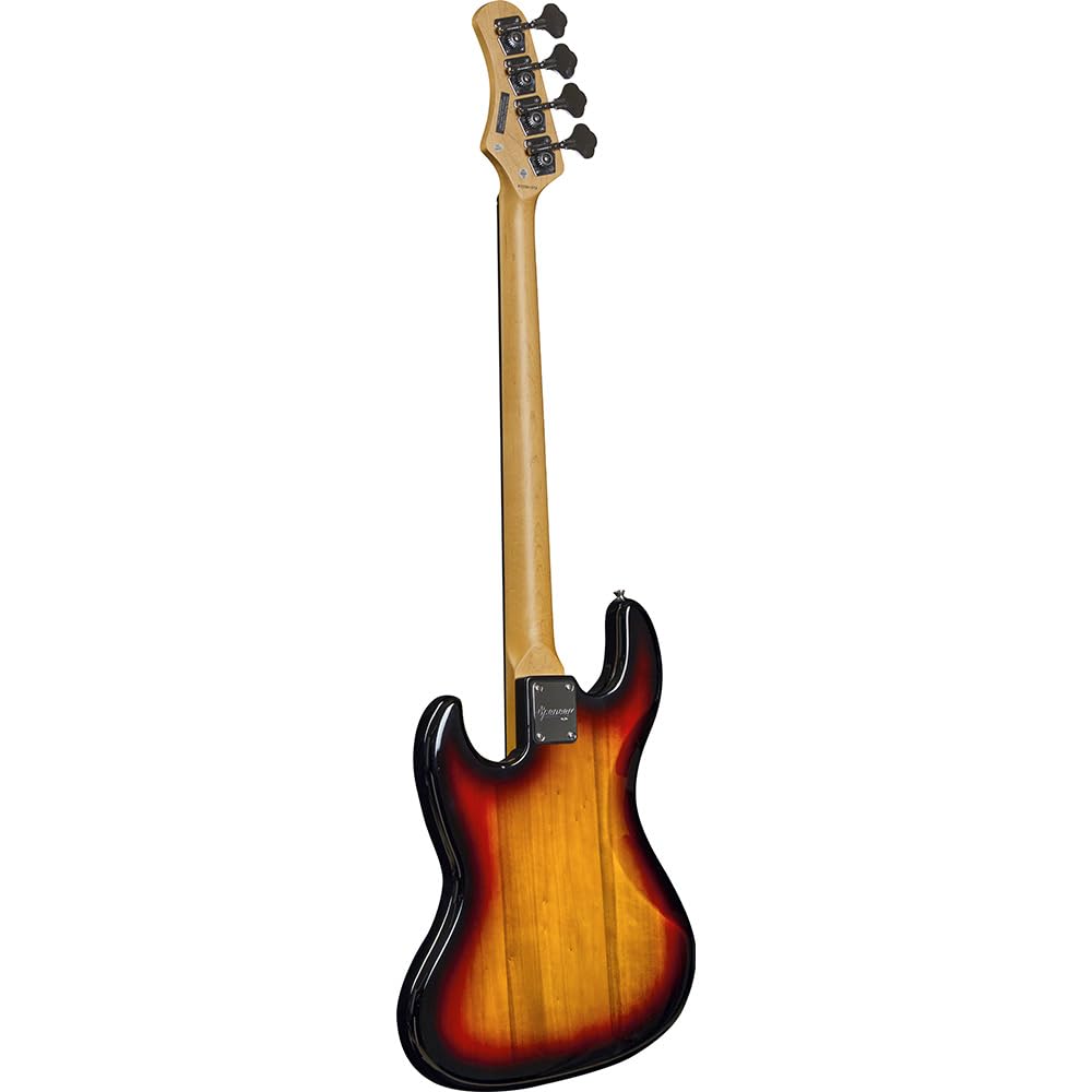 Spencer by Eko – JB10 Sunburst, bajo eléctrico de 4 cuerdas, cuerpo de álamo, mango de arce y diapasón de 21 teclas de resina, 2 pastillas JB con controles separados de volumen y 1 tono, color