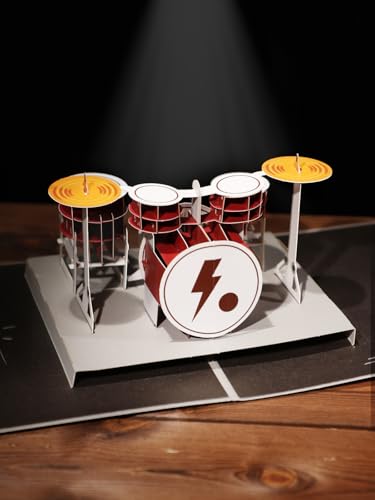 Coralogo Drum Set Pop Up Cards with Envelope - 3D Birthday Cards for Anniversary...