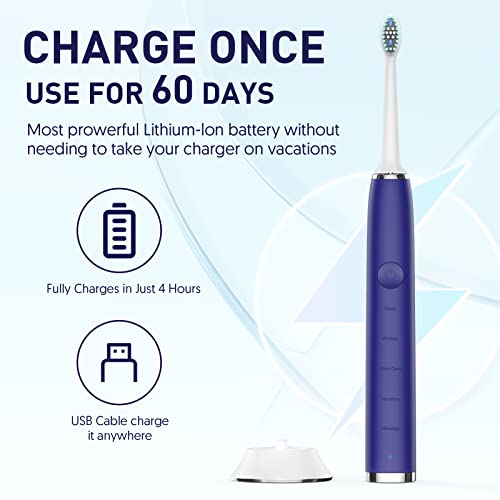 Fumeikang Sonic Electric Toothbrushes With 8 Heads For Adults And Kids Power Rechargeable Toothbrush With Travel Case 2 Mintues Smart Timer Wireless Sonic Tooth Brushing-Pink #TOP3