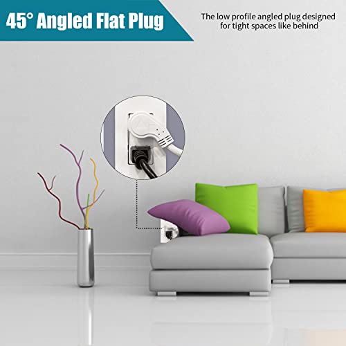 Ep 3 Pack 1 Ft Flat Plug Extension Cord, 16 Awg 3 Prong Grounded White Low Profile Extension Cable For Indoor #TOP3