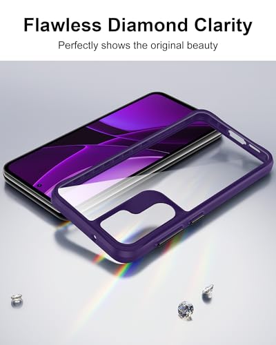 Image of HOOMIL Case for Samsung Galaxy S23 5G (ONLY, Not Fit Plus, FE, Ultra), Non-Yellowing, Drop Protection, Anti-Scratch Transparent Hard Back Phone Cover - Purple