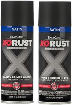 TRUE VALUE X-O Rust Anti-Rust Enamel Spray Paint & Primer, Satin Black, 12 oz. - Pack of 2