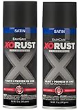 True Value X-O Rust Anti-Rust Enamel Spray Paint & Primer, Satin Black, 12 oz. - Pack of (2)