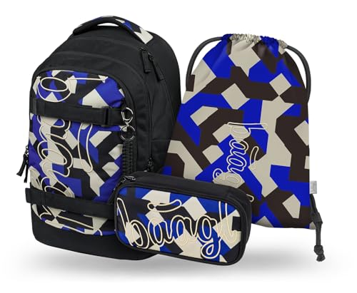 Sac à dos d'écolier avec sangle de poitrine et sangles pour skate