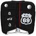 Produktbild kwmobile Autoschlüssel Hülle für VW Golf 7 MK7 - Silikon Schutzhülle Schlüsselhülle Cover für VW Golf 7 MK7 3-Tasten Autoschlüssel Rally 69 Design Weiß Rot Schwarz