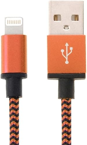2m Woven 8-Pin to USB Cable - Orange