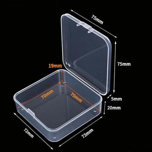 Image of 100 Pieces Square Mini Clear Plastic Storage Box, 2.95x2.95x0.98 inch | Empty, Organizer Containers, Hinged Lids, For Small Items, For Craft Projects