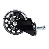 Taille (environ): 65 mm Flaroey 1 PCS 2,5 pouces Remplacement de roue silencieuse universelle Roulettes de chaise de bureau pivotantes Noir 60kg roues Quincaillerie d\'ameublement