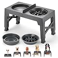 Raised Dog Bowls with Stand, Non-Spill Divider & Slow Feeding Bowl - Dog Feeding Station with Elevated Dog Bowls - Adjustable Height Dog Bowl Stand with Raised Dog Bowl