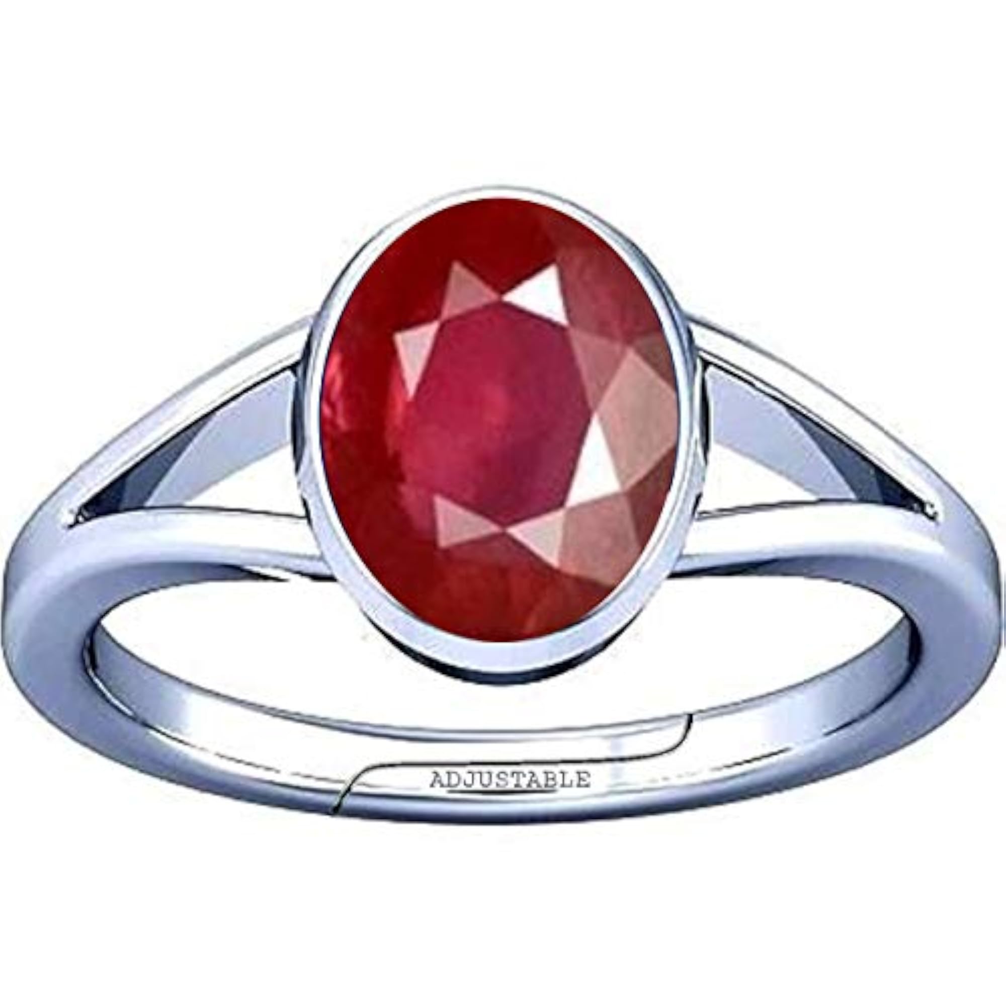 4.25-4.50 Ratti Ruby Manik Gemstone Silver Adjustable Ring