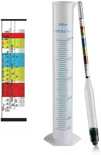 Triple Scale Hydrometer Tester Kit with 250ml Measuring Bottle for Home Brewing