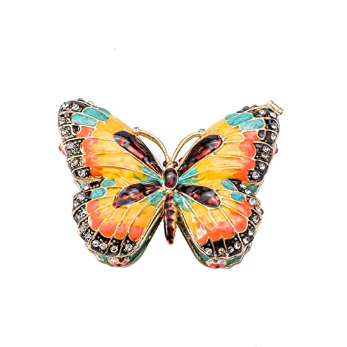 Ingbear Yellow Butterfly Figurine Hinged Trinket Boxes, Unique Gift For Mother's Day, Hand-Plated Enameled Jewelry Box, Animals Ornaments For Home Decor. #TOP1