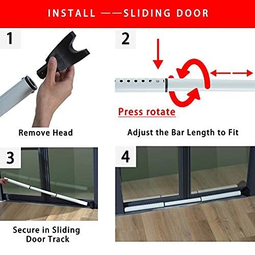 HoneSecur 2-in-1 Door Security Bar & Sliding Patio Door Stopper Security Jammer Bar Child Proof Adjustable Constructed of High Grade Iron Window Doors Security Bars, White by HoneSecur - Image 7