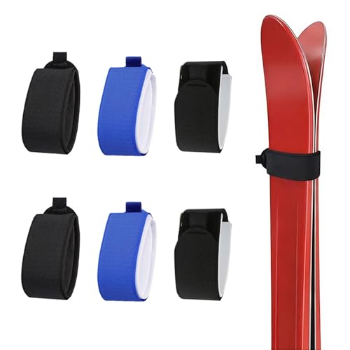 6PCS Ski Fastener Straps Adjustable Ski Straps for Carrying Ski Bands Tapes with Protector Pads Adjustable Winter Sports Accessories Families Christmas Holiday Multi-Use Gear Organizer