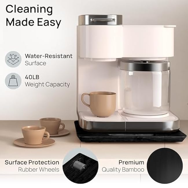 Ibyx Elegant Sliding Tray for Your Coffee Maker & Heavy Kitchen Appliances - Sturdy, Slides Easily from Under The Cabinet (Black, 12¡±W x 16¡±D)