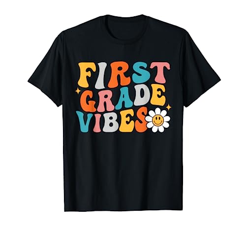 1st Grade Vibes Shirt für Mädchen im Boho-Stil, Groovy, zurück zur Schule T-Shirt