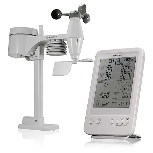 Bresser Wetterstation Funk mit Außensensor Wetter Center 5-in-1, Weiß