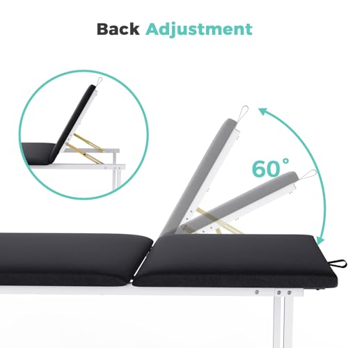 OLERN 27.6\" Adjustable Medical Exam Table bed with Full Shelf and Paper Holder,Bariatric Treatment Table with Adjustable Backrest for Home Use,Physical Therapy, Chiropractic,Spa, Clinic,hspital,440LBS