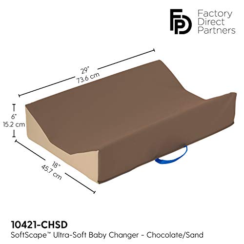 Factory Direct Partners 10421-CHSD SoftScape Ultra-Soft Daycare Baby and Infant Contoured Changing Pad, Non-Slip Bottom, Built-in Handle Easy to Transport Travel - Chocolate/Sand - Thumbnail 2