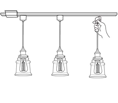 Kiven H-Type 3 Wire Miniature Pendant Track Lighting Fixture Restaurant Chandelier Decorative Chandelier Instant Pendant Industrial Factory Glass Pendant Lamp,Bulb Include,One Light #TOP5