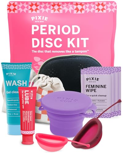 Pixie Menstrual Disc Kit - No Metals or Toxins - 100% Medical-Grade Silicone - Best Period Disc Starter Kit - Removes Like a Tampon - Proven to Become A Successful Menstrual Disc User