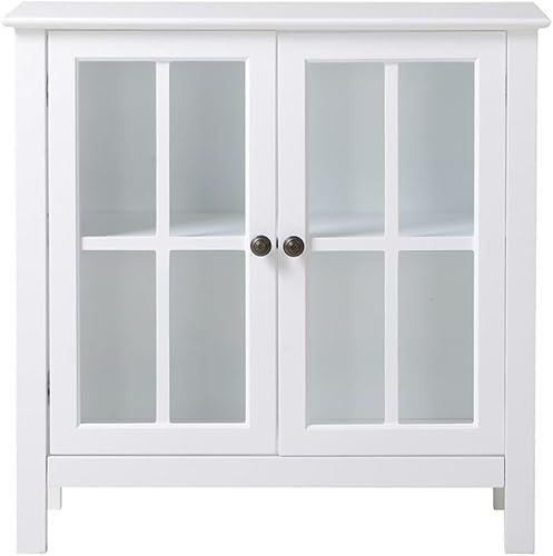 American Furniture Classics 22600 Armario de puerta de cristal, blanco Pintura roja,Blanco