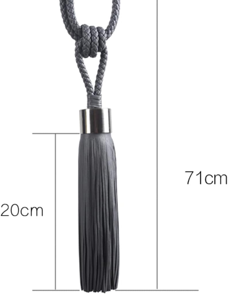 FMURY Curtain Buckle Double-Layer Leather Small Hanging Ball Sling Hand-Woven Tassel Hanging(OneColor)