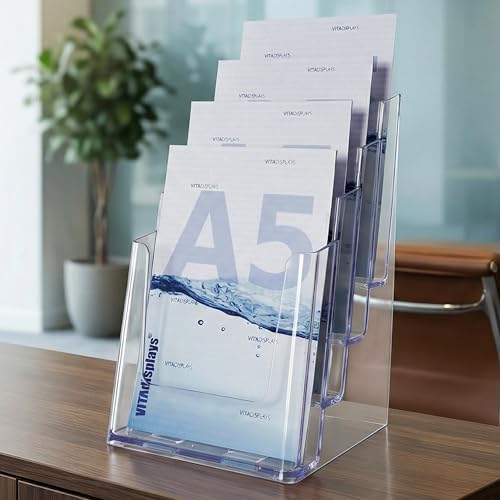 Présentoir à brochures A5 pour éviter les flyers désordonnés sur votre comptoir d'accueil
