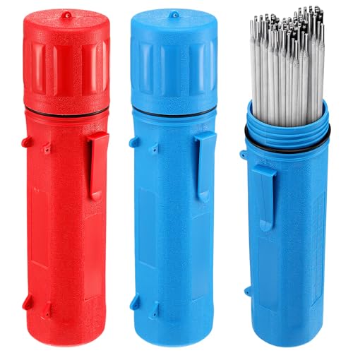 2 Pcs Welding Rod Storage Tube 14 Inch Airproof Waterproof Electrode Welding Sticks Container Red and Blue