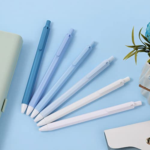 TIESOME Macarons Color Gel Pens, 6Pcs 0.5mm Retractable Large Capacity Ballpoint Pens Black Ink Smooth Writing Pens for School Office Gift Supplies(Blue)