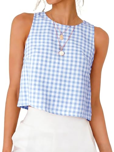 IDEALSANXUN Gingham Tops for Women 2026 Spring Summer...