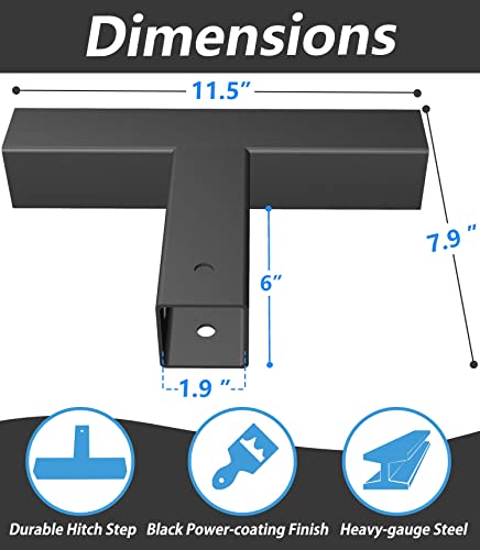 Tow Hitch Steps Bar Black For 2 Inches Receivers Trailer Hitch Step Heavy-Steel Towing Bumper Guards Automotive Bump Step Rust Free Powder Coating Finish 400Lbs Maximum Load For Most Cars Suvs Trucks #TOP2