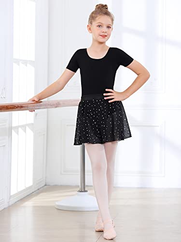 Stelle Ballet/Dance Chiffon Wrap Sparkle Skirt For Toddler/Baby/Girls/Kids(Black Shiny Skirt/Pull On, 7-9 Years) #TOP6