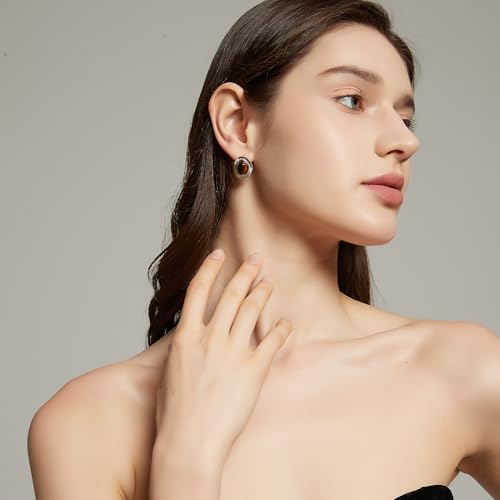 Tiger Eye Stud Earrings for Women Gold Post Earring Round Gemstone Earrings Vintage Elegant Jewelry Boho Earring for Women4