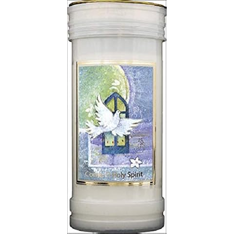 Prayer to The Holy Spirit 72 Hour Burn Candle Saint Catholic 15cm White Cover