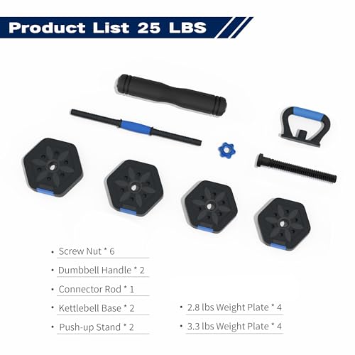 VIVITORY Dumbbell Sets Adjustable Weights, Free Weights with Connector, Non-Rolling Adjustable Dumbbell Set, Barbell for Home Gym, Hexagon, Cement Mixture