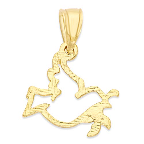 Generic10k Real Solid Gold Dove Holding Olive Branch Pendant, Holy Spirit Jewelry Gifts for Prayer,Yellow3