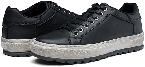 Image of Jousen Men's Shoes Leather Casual Dress Sneakers with Vintage-Distressed-Sole