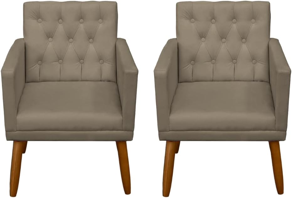 Kit 2 Poltronas Cadeira Decorativa para sala de estar (Cappuccino)