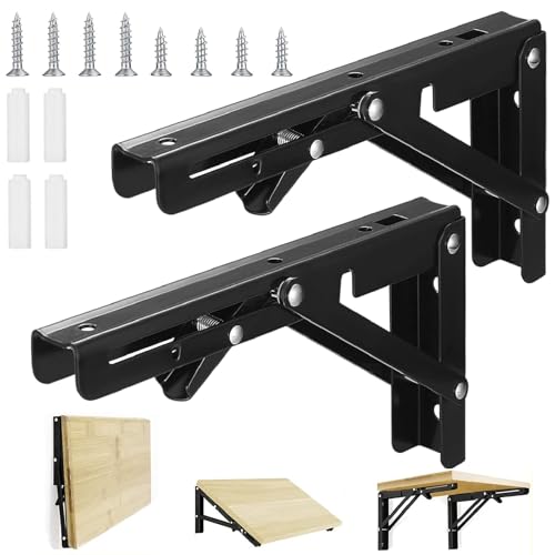 Soporte Estantería Plegable, Escuadras Abatibles Inoxidable, 2PCS 200mm Bisagras Mesa Plegable Ahorrar Espacio Pared Soporte Estante